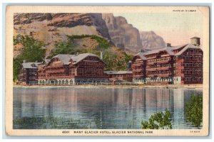 1938 Many Glacier Hotel Glacier National Park River Spokane Washington Postcard
