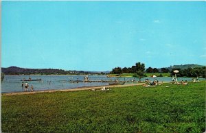 Bathing Beach Seneca Lake OH Ohio Mountain VTG Postcard UNP Unused