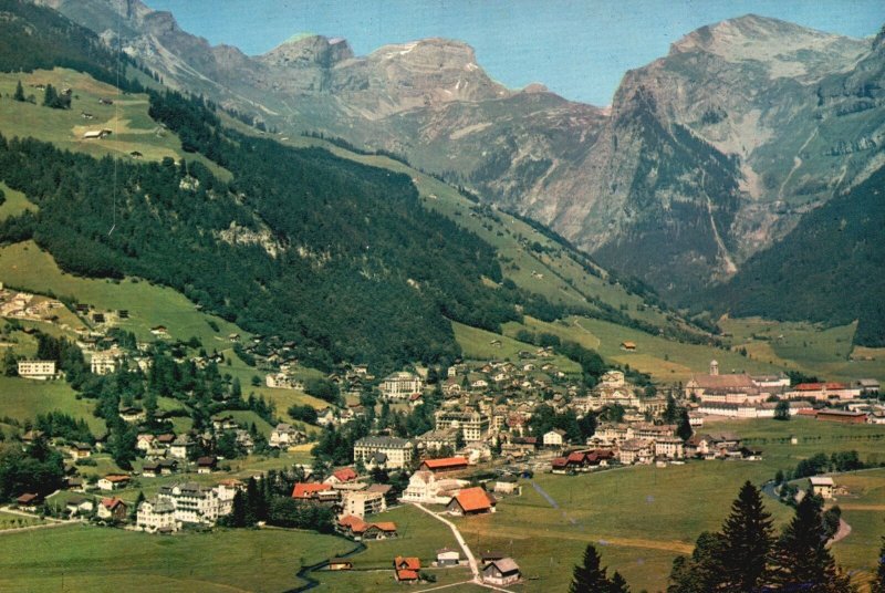 Vintage Postcard Verlag Engelberg Stans Mountains Residential Houses Switzerland