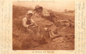 Fine art vintage postcard G. Laugee la famille aux champs 1925