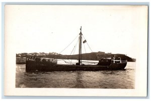 Small Motor Boat Hollandais Vest Vlaanderen Belgium RPPC Photo Postcard