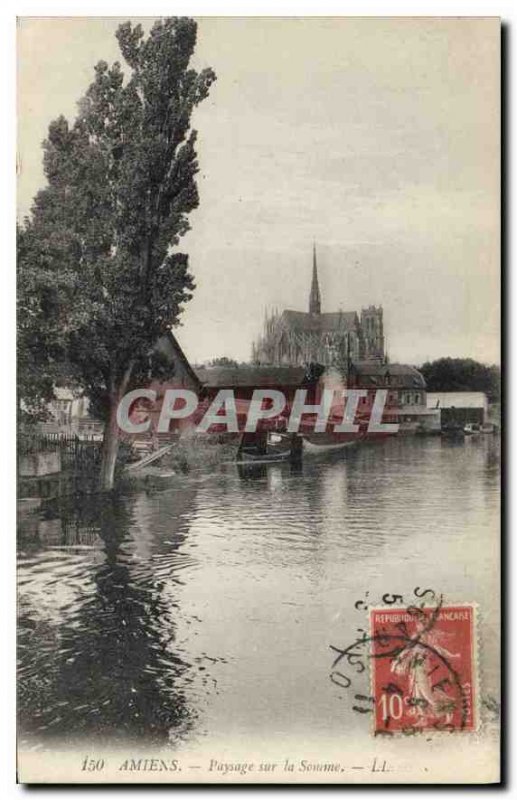 Old Postcard Landscape Amiens on the Somme