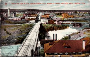 PC Birds Eye View Lower Falls Monroe Street Court House in Spokane, Washington