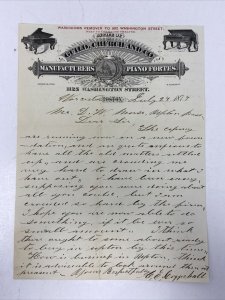 1877 Guild, Church & Co. Piano Letterhead Handwritten Ephemera