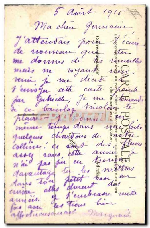 Old Postcard Drawing a hand Vine Flags