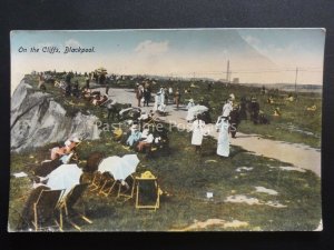 Bispham Cliffs BLACKPOOL SANDS ON THE CLIFFS shows A CLIFF LADDER c1915 Postcard