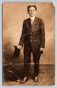 1912  Handsome Young Man  Given to  Lucy M. Beauregard  Brandon Vermont Postcard