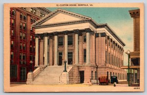 Norfolk Virginia~US Custom House~PM 1947~Palladian Architecture~Linen Postcard
