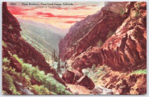 Three Brothers Clear Creek Canyon Colorado & Southern Ry Vintage Postcard