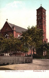 Vintage Postcard Blessed Sacrament Catholic Church Providence Rhode Island RI