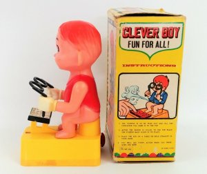 Clever Boy Gag Gift Boy on Toilet Reading Water Squirting Plastic Vtg Untested