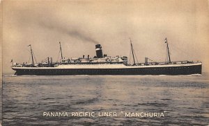SS Manchuria Panama Pacific Line Writing on back, missing stamp 