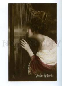 3148600 Semi-Nude BELLE Woman NYMPH Musician HARP vintage PHOTO