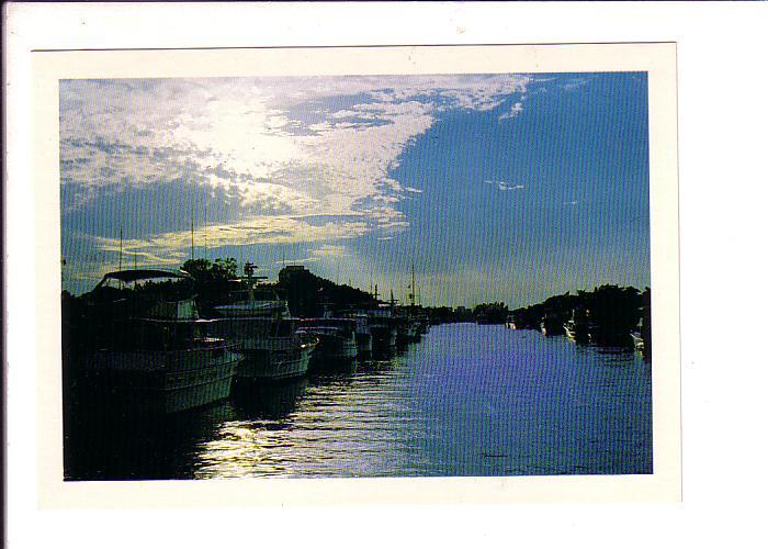 Tranquil Florida Waterway, Yachts, Night