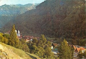 Postcard Romania Sugag judet alba valea sebesului peisaj montan padure biserica