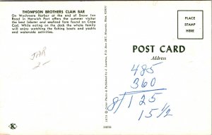 Thompson Brothers Clam Bar Wychmere Harbor Snow Inn Rd Postcard UNP WOB Koppel 