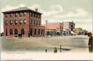 Round Street Lethbridge Alberta AB Union Bank c1907 Higinbotham Postcard G13