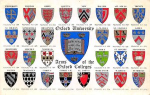 Arms of the Oxford Colleges Oxford University View Postcard Backing 
