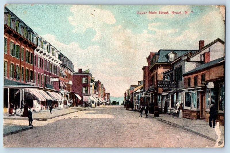 Nyack New York Postcard Upper Main Street Exterior Building View c1910 Vintage