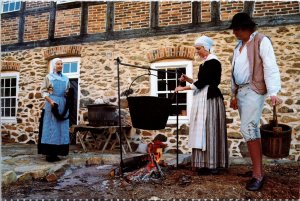 VINTAGE CONTINENTAL SIZE POSTCARD DYEING WOOL OLD WINSTON-SALEM NORTH CAROLINA