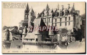 Old Postcard Loches Chateau Royl and Porte des Cordeliers