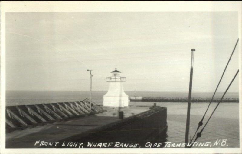 Front Lighthouse Wharf Range Cape Tormentine New Brunswick Real Photo Postcard