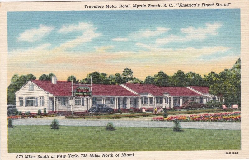 South Carolina Myrtle Beach Travelers Motor Hotel Curteich sk780