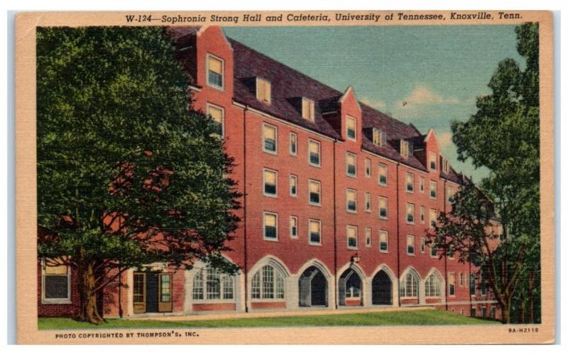 Mid-1900s Sophronia Strong Hall & Cafeteria, U. of Tennessee Knoxville Postcard