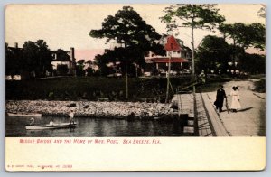 Sea Breeze Florida~Victorian Couple Stroll Middle Bridge~Home of Mrs Post~c1905