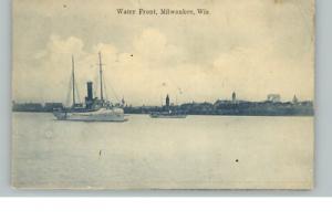 MILWAUKEE WI Ships in Harbour & Skyline c1910 Postcard