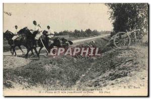 Postcard Old Army Armee Francaise maneuvers 75mm Pieces crossing a ditch