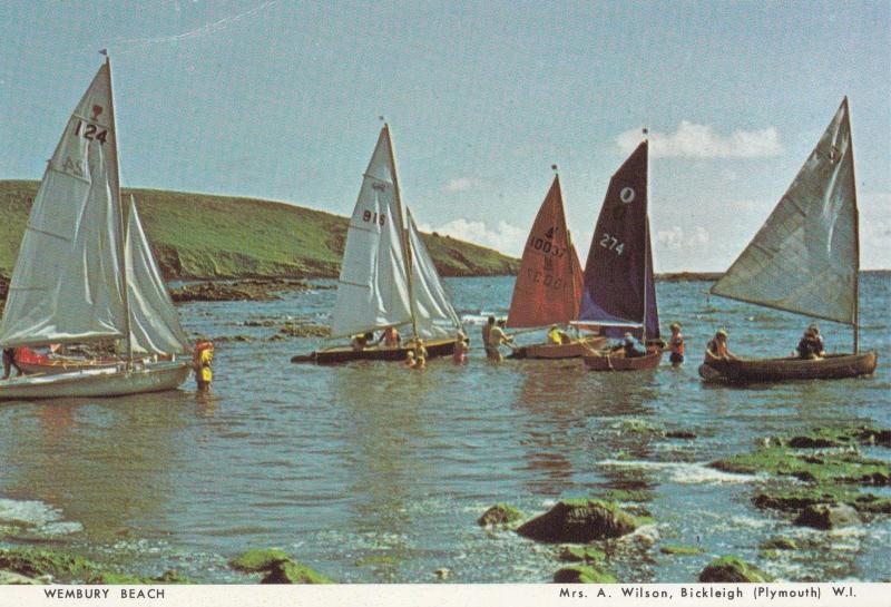 Sailing Boats at Wembury Waters Beach Devon Postcard