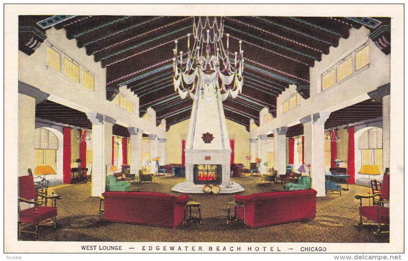 West Lounge, Edgewater Beach Hotel, Chicago, Illinois, PU-1946