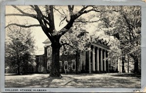 Vtg Athens Alabama AL College Founders Hall Gray Borders 1940s Postcard