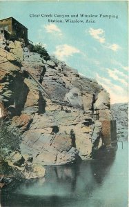 Postcard Arizona Winslow Clear Creek Canyon Winslow Pumping Harvey 23-1202