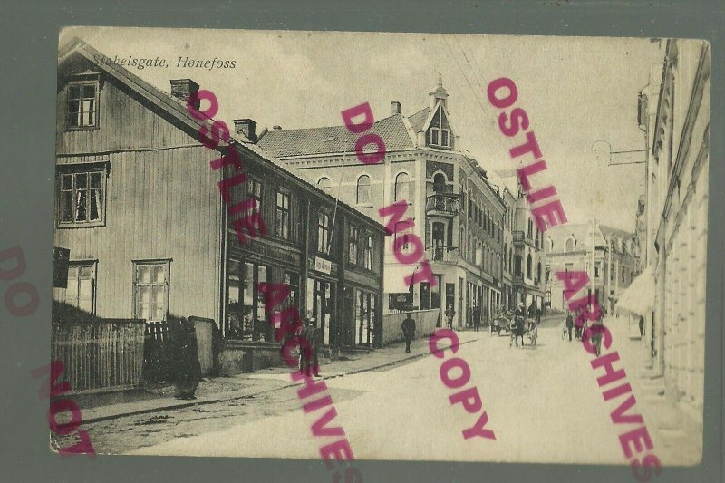 NORWAY c1910 HONEFOSS Main Street STABELSGATE nr Jevnaker Oslo Sundvollen Verme