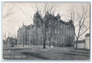 Ottawa Joliet Illinois IL Postcard Convent Building Scene Street c1910's Antique