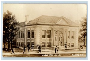 Ewell Free Library Building Alden New York NY RPPC Photo Antique Postcard