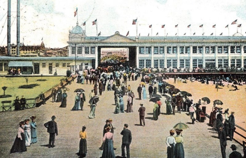 Boardwalk at Asbury Park N.J. C.1906 Postcard 2R4-226