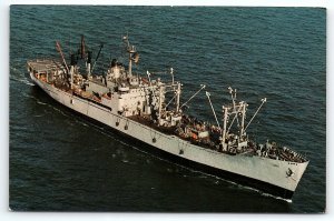 VINTAGE U.S. NAVY SHIP RIGEL T-AF 58 UNPOSTED CHROME POSTCARD P380