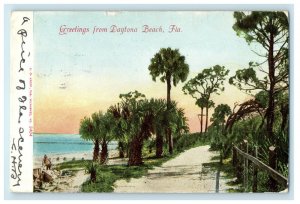 1909 Greetings from Daytona Beach Florida FL Posted Antique Postcard