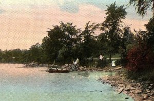 C.1910 River View In Genesee Park Rochester, NY Canoe People Postcard P126 