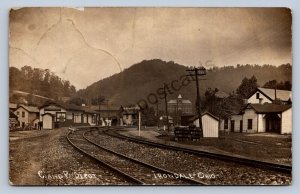 J87/ Irondale Ohio RPPC Postcard c1910 C&P Railroad Depot Steubenville1798