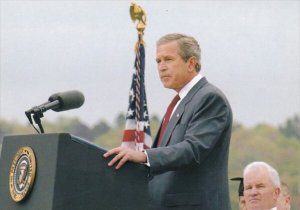 President George W Bush Addresses Class Of 2003 At Coast Guard Academy's...