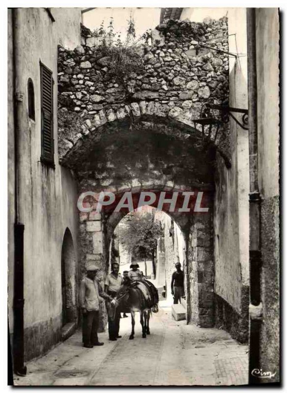 Modern Postcard La Turbie Old Donkey Mule Street Children