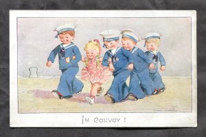 dc310 - British WW2 navy Humor 1943 Boy Sailors with a Girl. In Convoy!