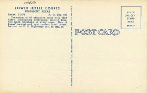 Beaumont Texas Tower Hotel Courts roadside linen Teich Postcard 21-803