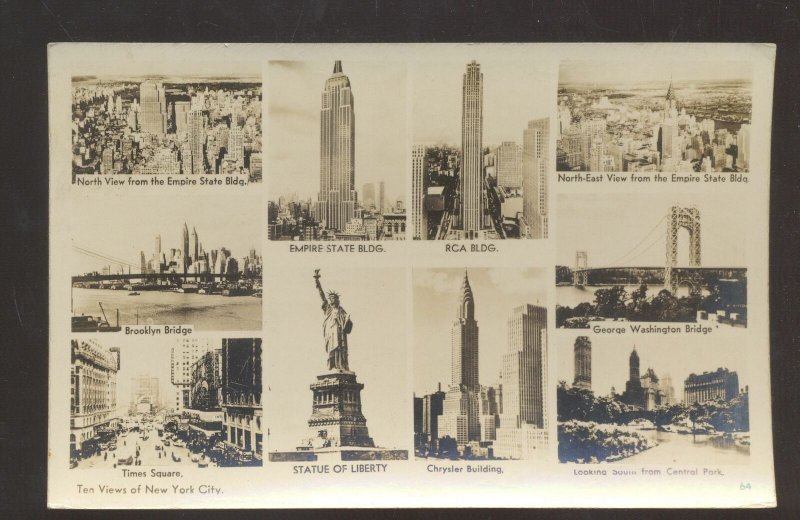 RPPC NEW YORK CITY NY MULTI VIEW STATUE OF LIBERTY REAL PHOTO POSTCARD