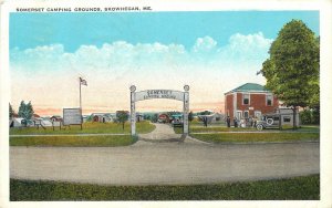 Postcard 1930 Skowhegan Somerset Camping grounds autos Tichnor 24-5265