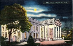 postcard - Washington DC - The White House - night view